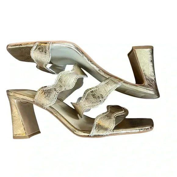 Dolce vita ILVA heels distressed gold leather slip on SZ 11 wedding bridal glam - Picture 4 of 13